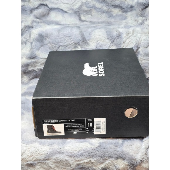 NWB Kids Sorel Explorer Lace Waterproof Insulated Boots Gray Red Size 10 - Picture 7 of 8